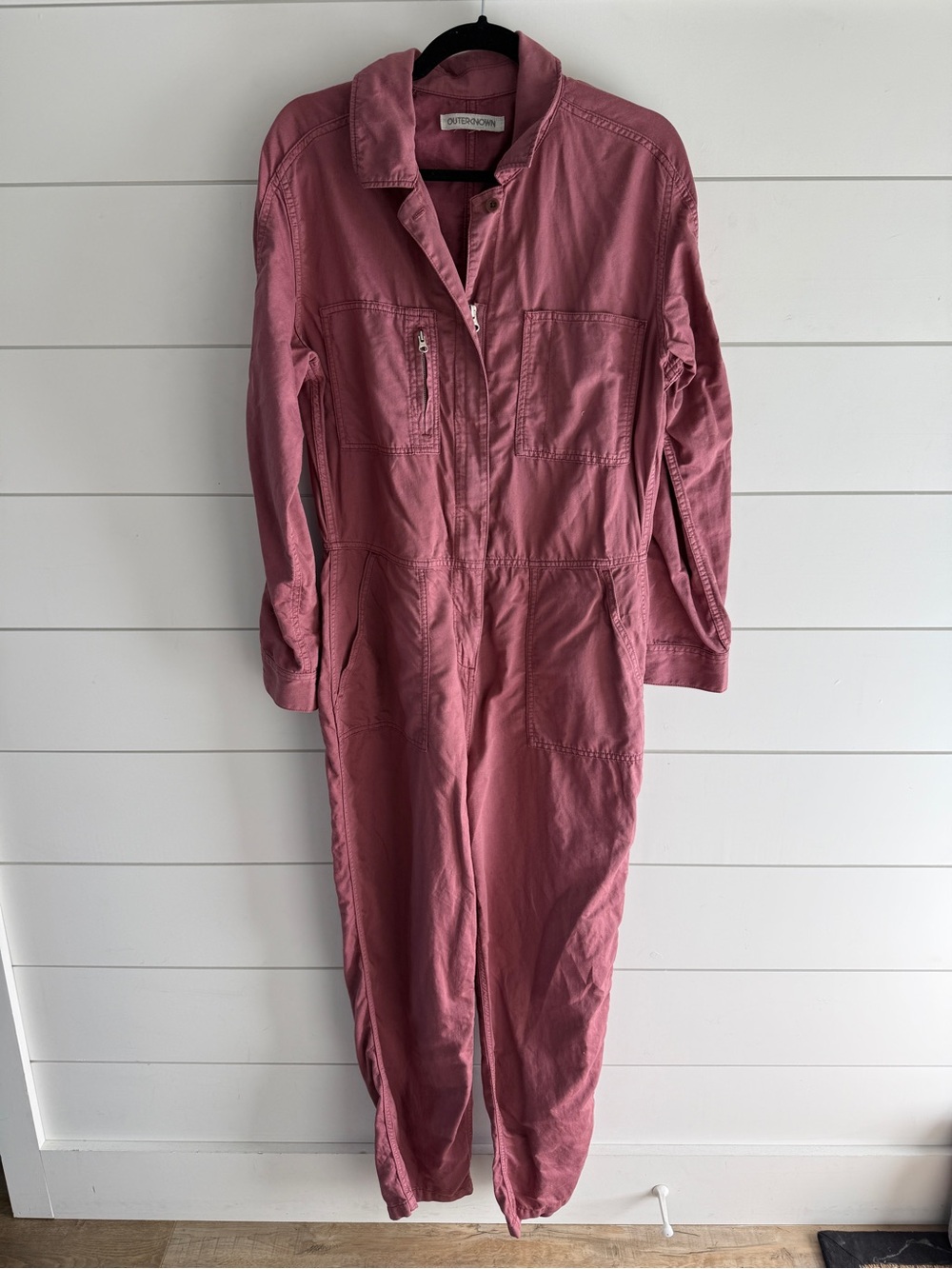 Outerknown Dusty Rose Zip-Front Jumpsuit